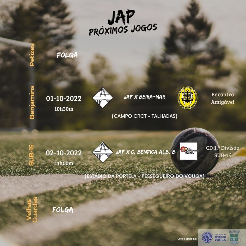 1 e 2 out - JAP - calendário de jogos -