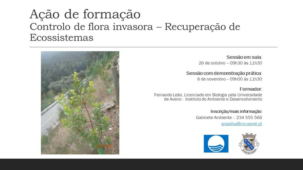 28 out - Formação - Controlo de flora invasora recuperação de ecossistemas