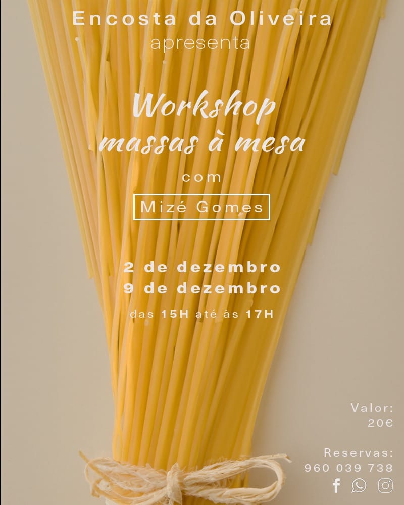 2 e 9 de Dezembro - Workshop Massas à Mesa