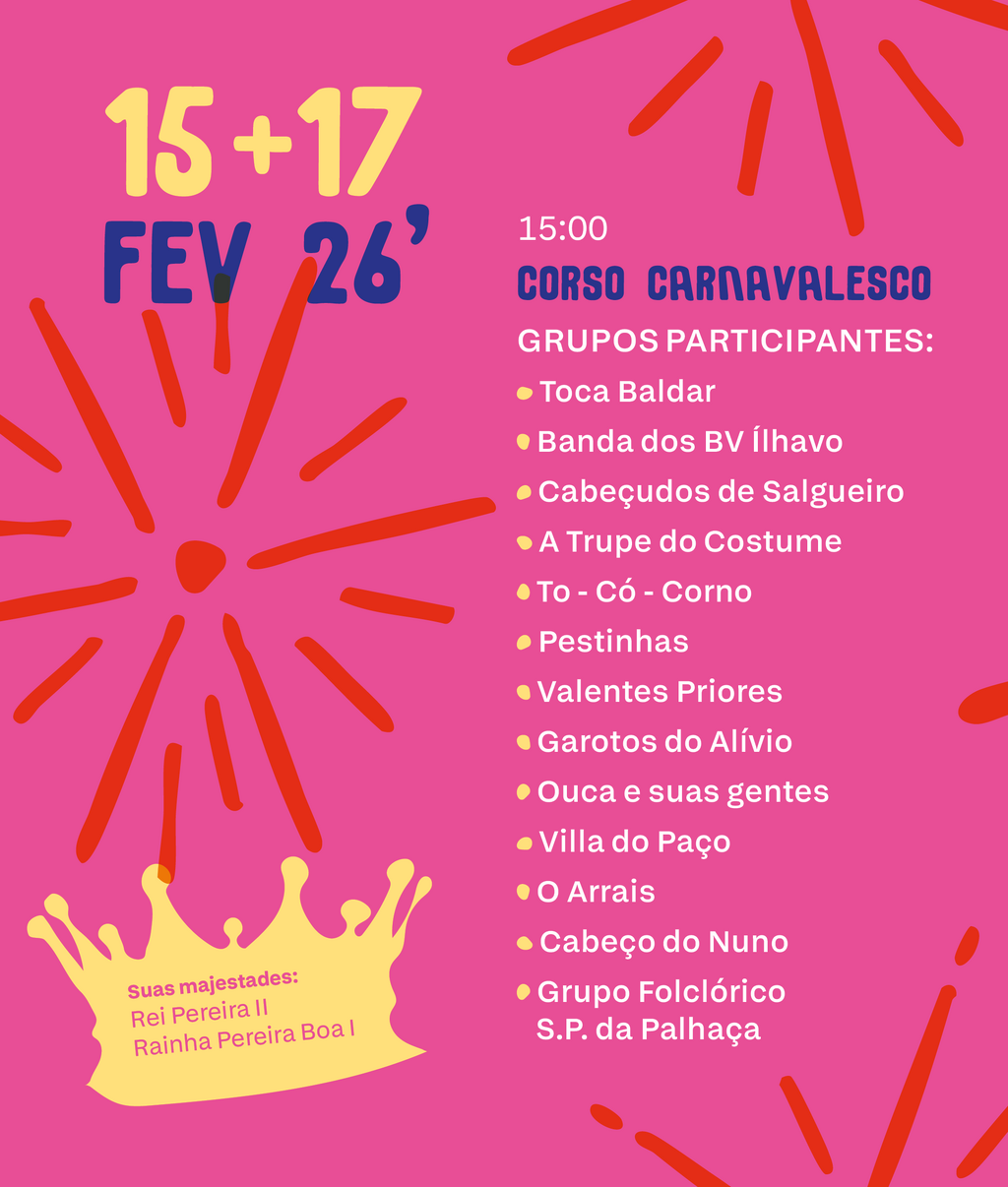 Grupos participantes no Carnaval Tradicional de Vale de Ílhavo 2026