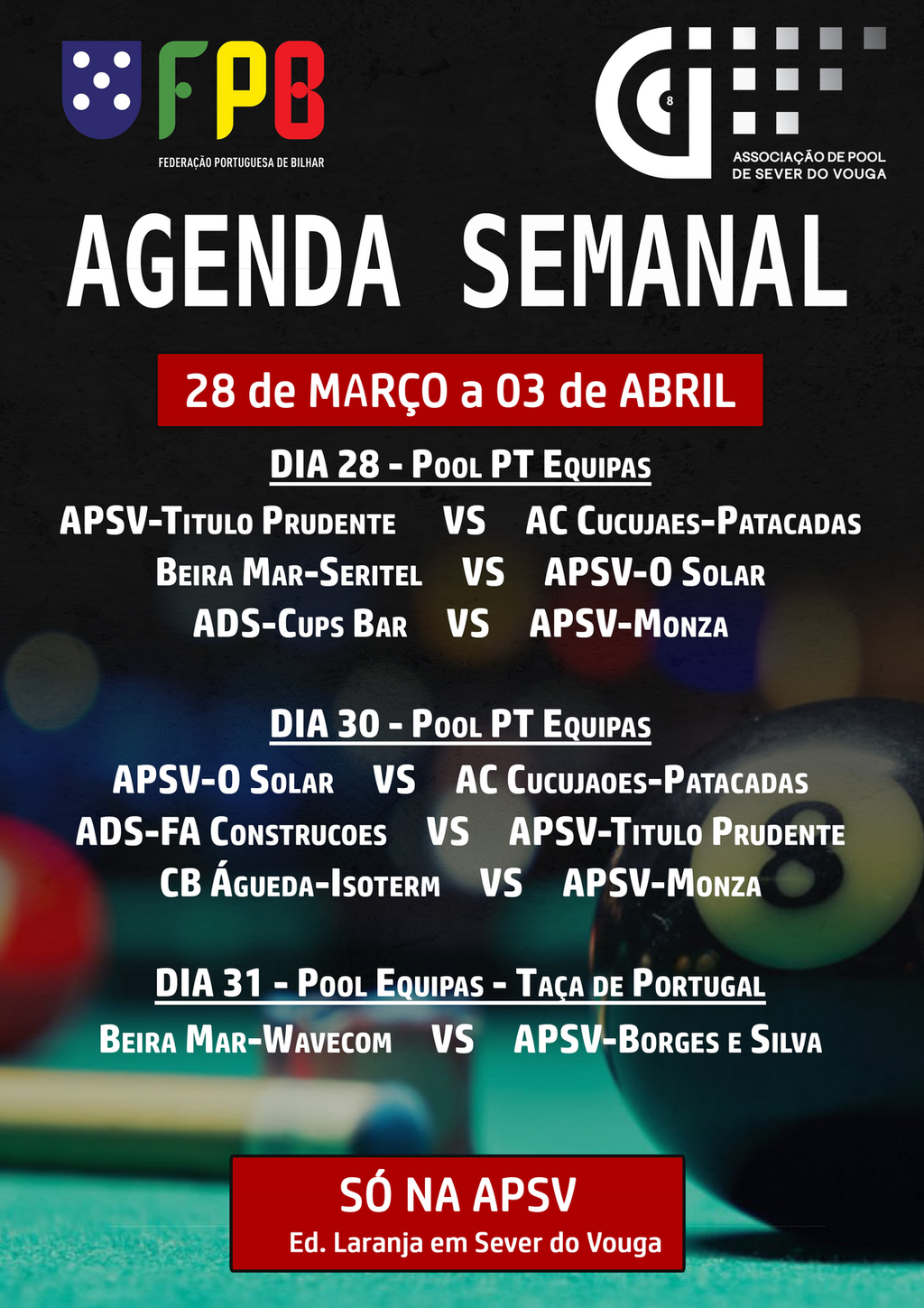 28 março a 3 abril -Agenda Semanal - APSV
