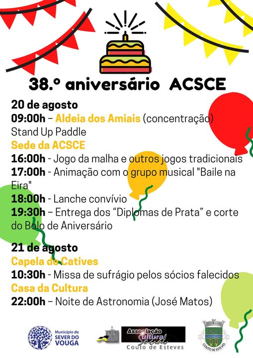 20 e 21 agosto - festa aniversário ACSCE
