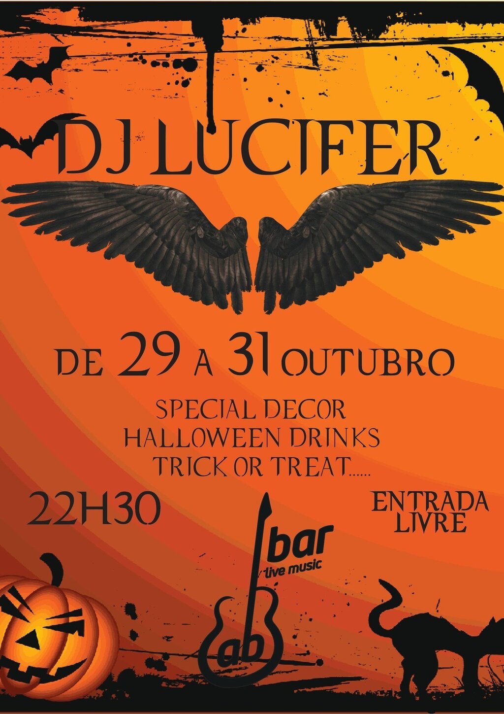 29 a 31 outubro - DJ Lucifer - AB Bar Live Music
