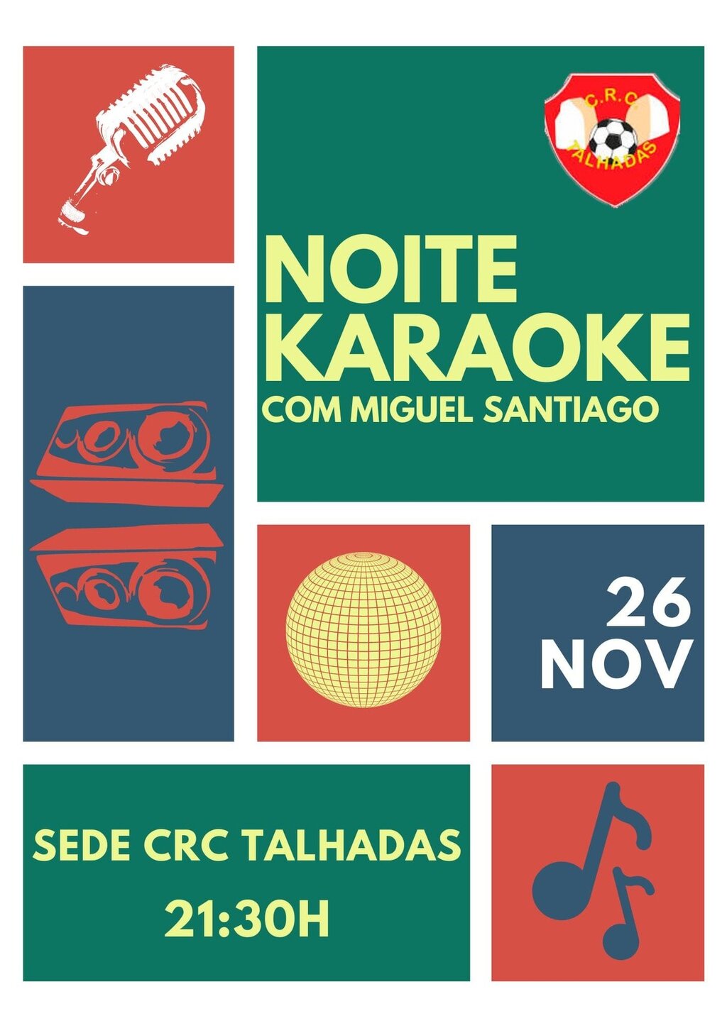 26 nov - Noite de Karaoke - CRC Talhadas