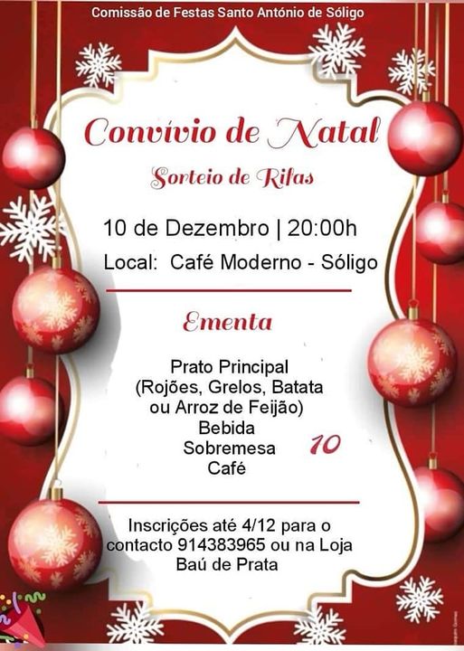 10 Dez - Convivio de Natal - Comissão Festas St António - Soligo