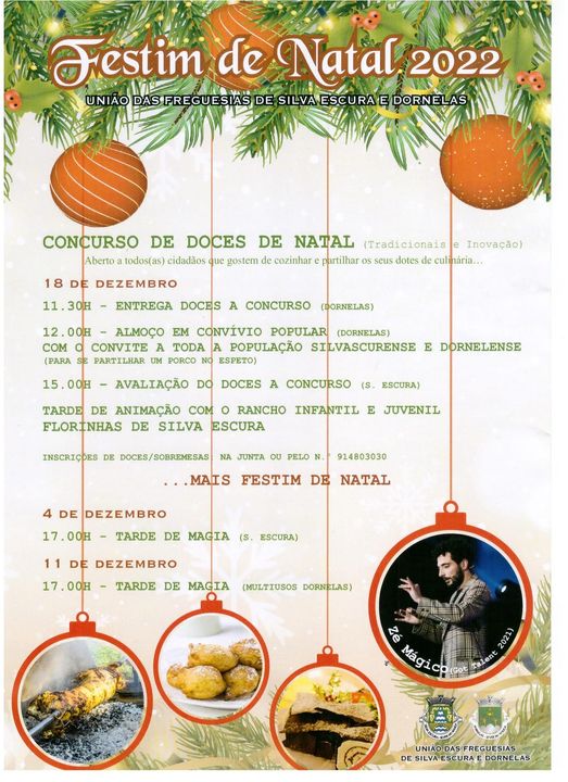 11 e 18 dez - Programa Festim de Natal - Silva Escura e Dornelas
