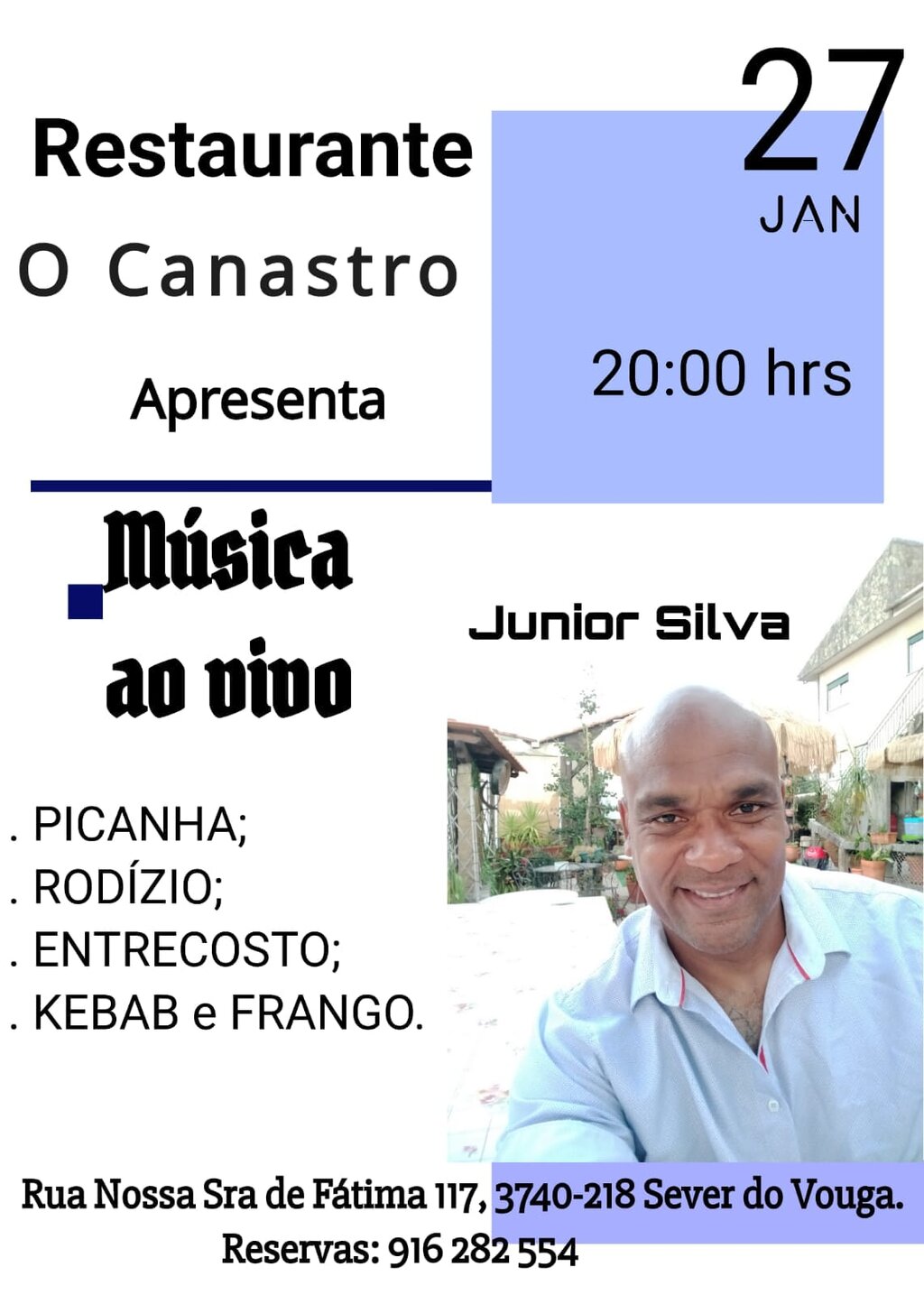 27 jan - Musica ao Vivo - Restaurante O Canastro