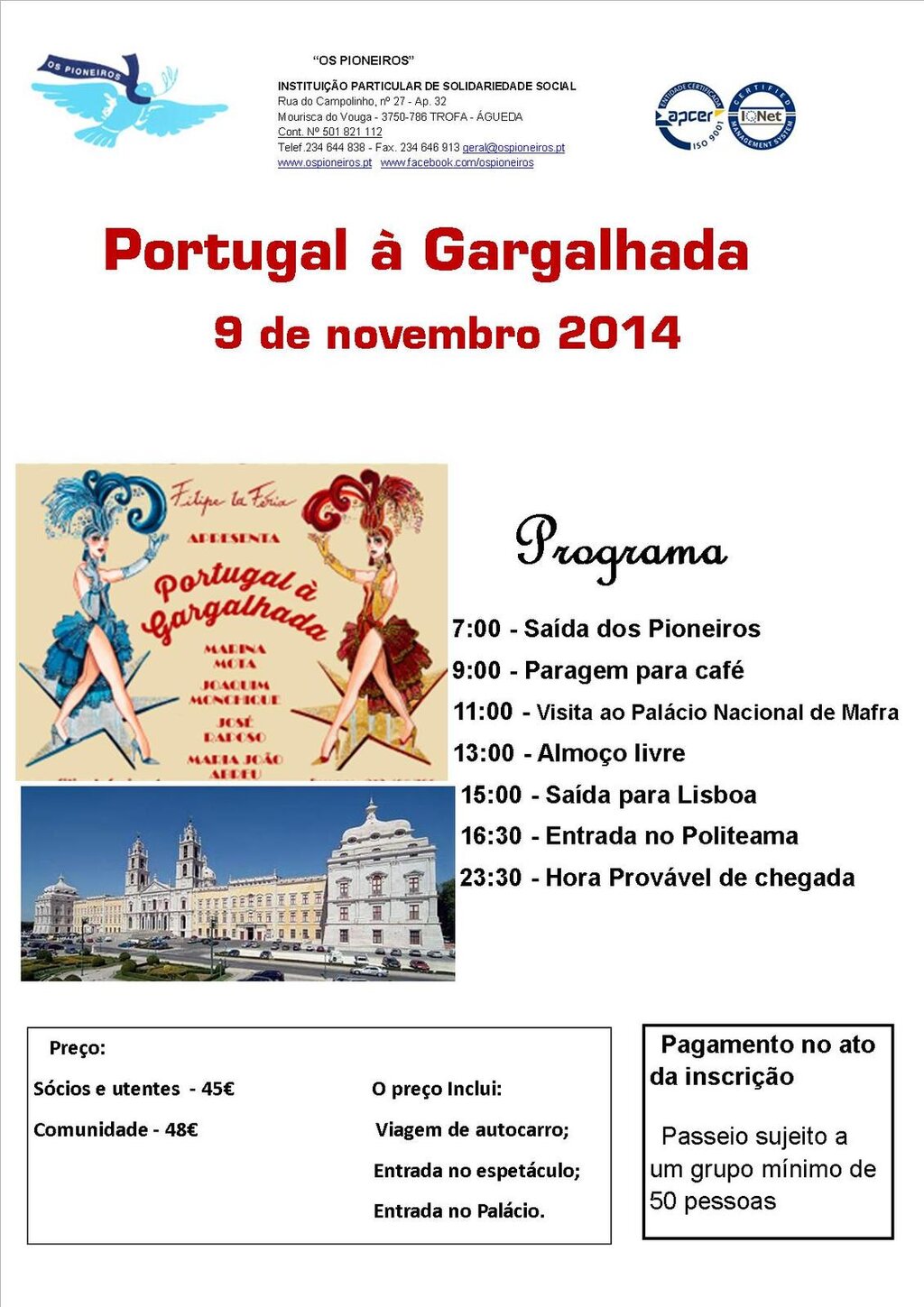  “Os Pioneiros” promovem um passeio, no dia 9 de novembro 