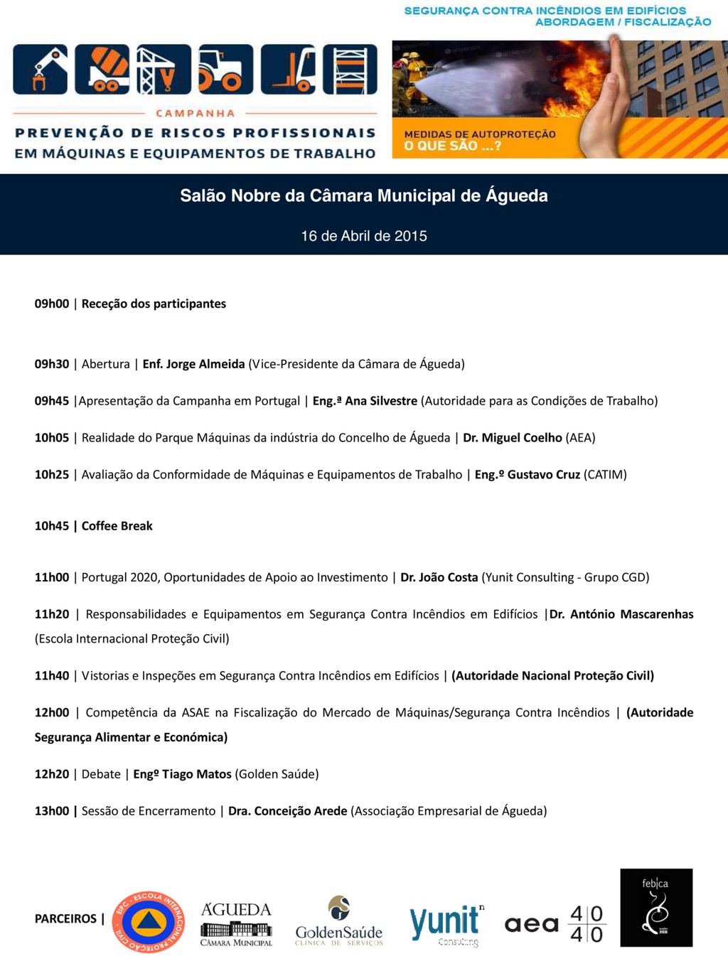 Seminário: Prevenção de riscos profissionais e Segurança contra incêndios em edifícios