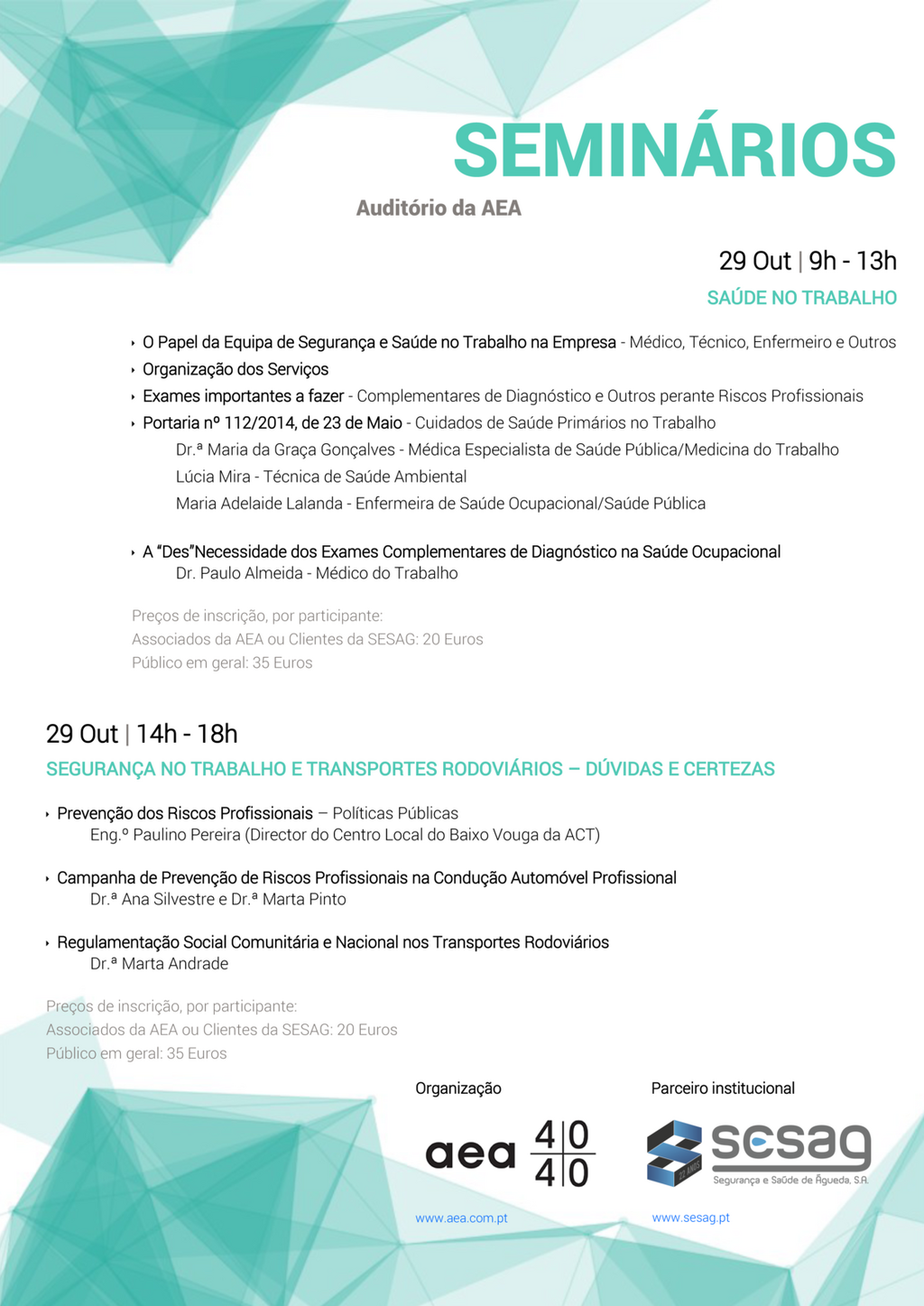 Seminários no auditório da AEA