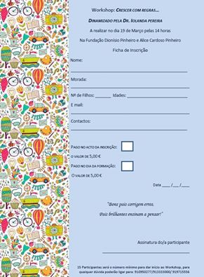 WORKSHOP – Crescer com Regras, com a Formadora Iolanda Pereira