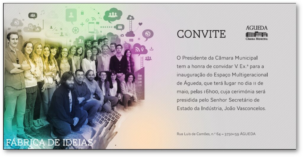 Convite :: Inauguração Espaço Multigeracional de Águeda :: 11 de maio de 2016