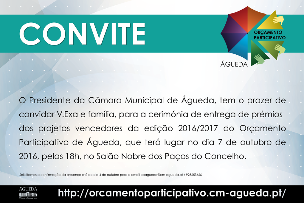 Convite - Cerimónia de Entrega de prémios da edição 2016/2017 do OP-Águeda :: 7 de outubro