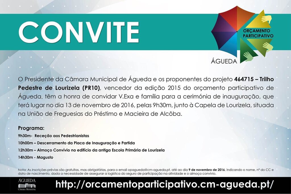 Inauguração do projeto vencedor da edição 2015 do OP-Águeda: o Trilho Pedestre de Lourizela (PR10)