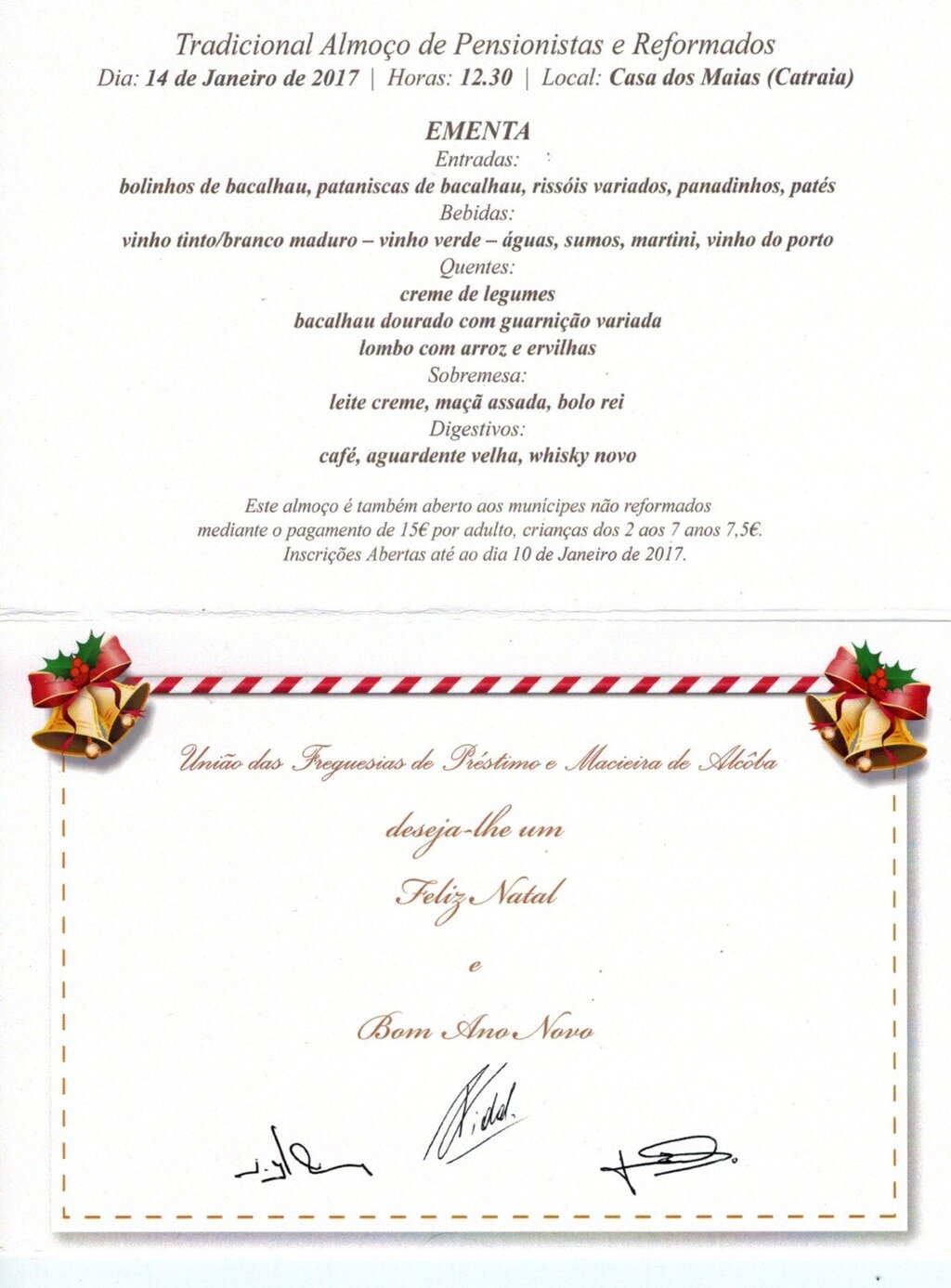 Almoço de Reis da Freguesia do Préstimo e Macieira de Alcôba