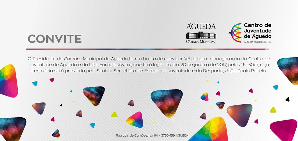 Convite :: Inauguração do Centro de Juventude de Águeda