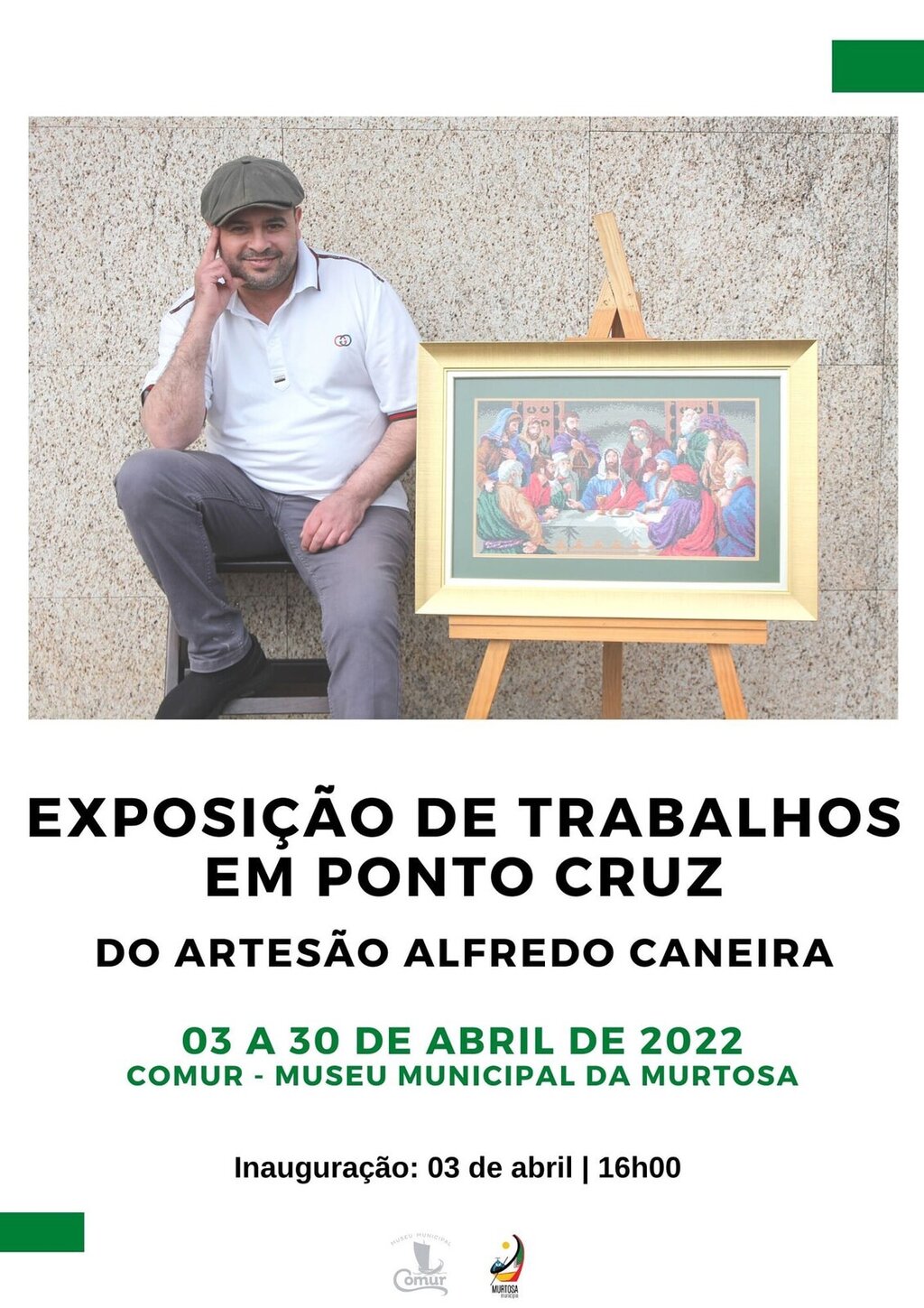 Alfredo Caneira Mostra Trabalhos em Ponto Cruz na Comur-museu Municipal