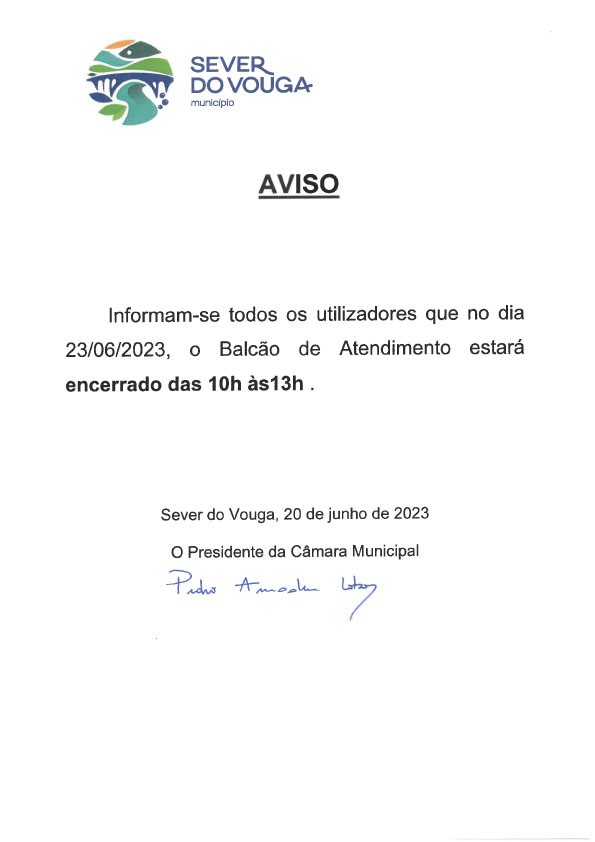 AVISO - Balcão de Atendimento