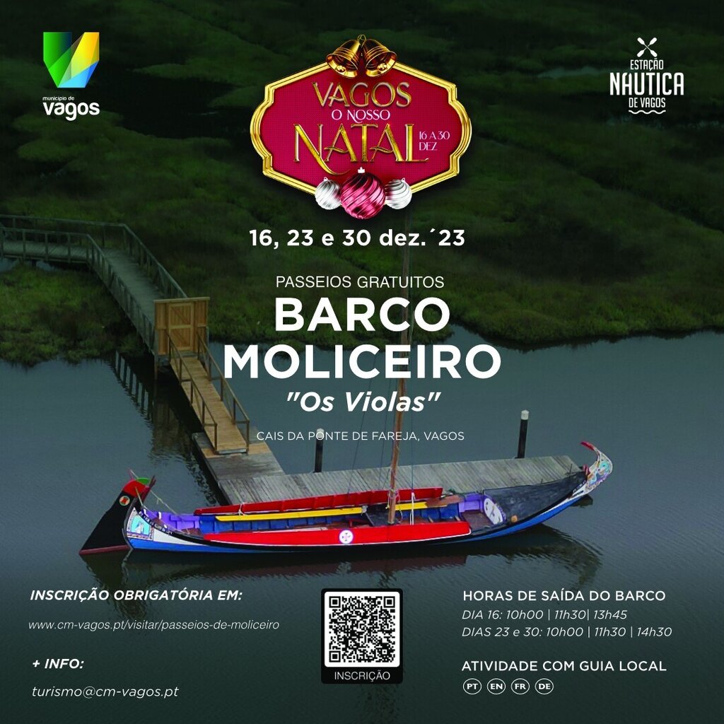 Natal em Vagos com Passeios de Barco Moliceiro no Rio Boco  