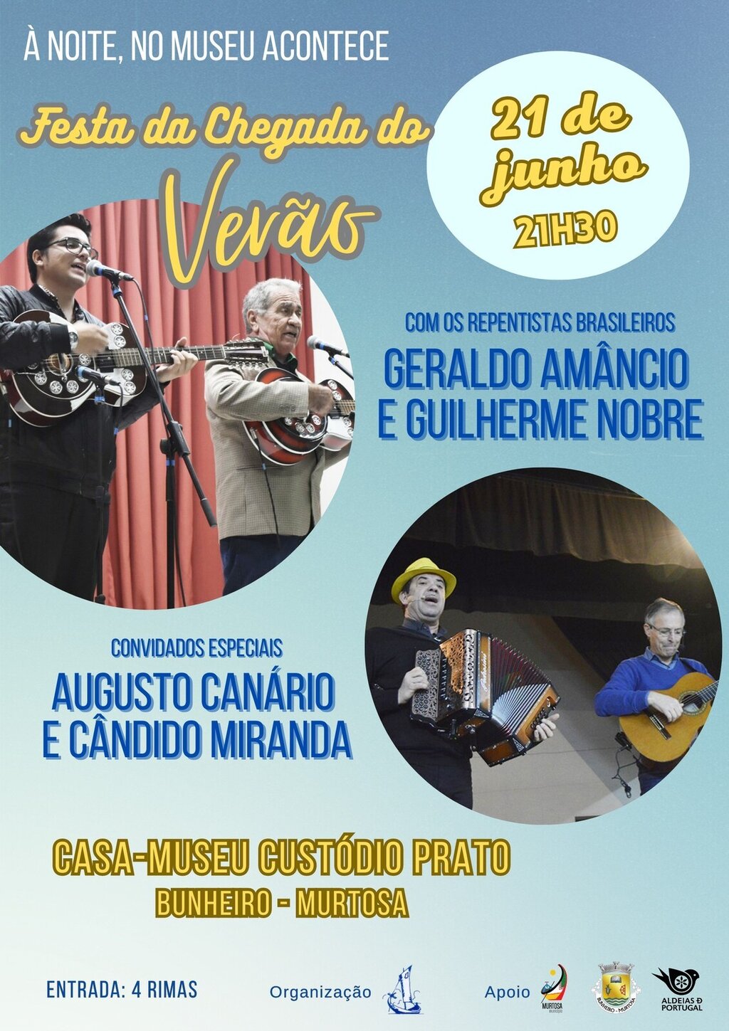 CASA-MUSEU CUSTÓDIO PRATO CELEBRA CHEGADA DO VERÃO COM CONCERTO DE CANTARES AO DESAFIO