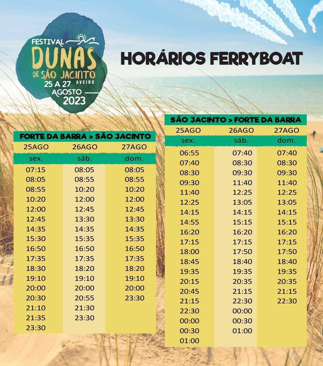 “Dunas de São Jacinto” com Ferryboat dedicado e travessias a metade do preço