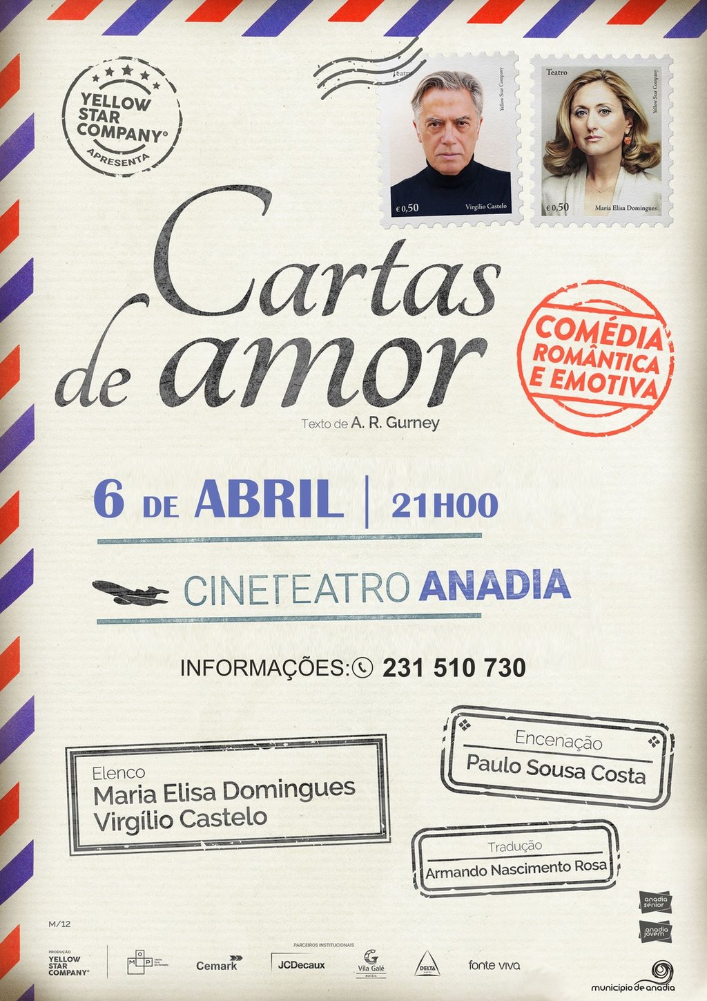 comédia romântica no Cineteatro Anadia