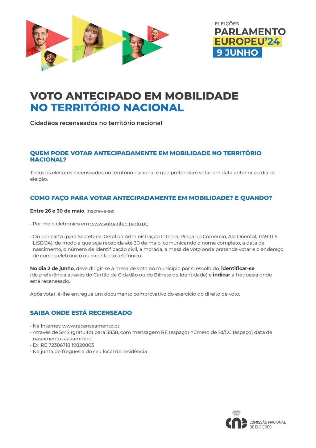 ELEIÇÕES PARA O PARLAMENTO EUROPEU: VOTO ANTECIPADO EM MOBILIDADE