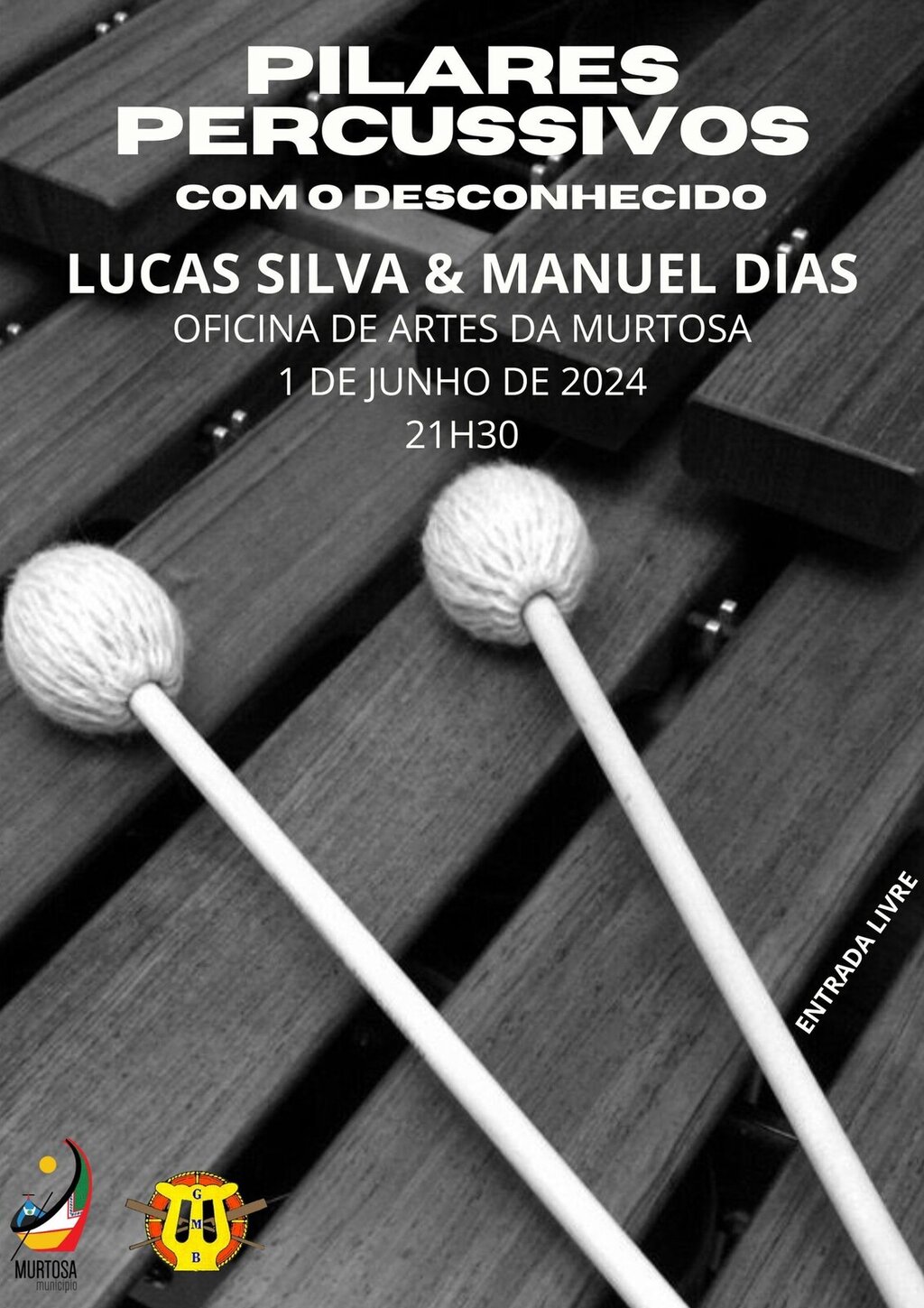 LUCAS SILVA E MANUEL DIAS APRESENTAM “PILARES PERCUSSIVOS COM O DESCONHECIDO” NA OFICINA DE ARTES