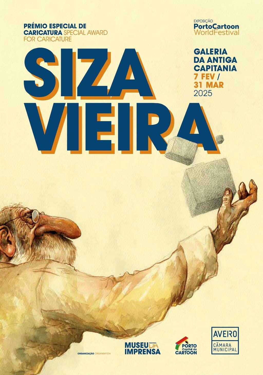 Exposição Caricaturas de Siza Vieira apresentadas em Aveiro