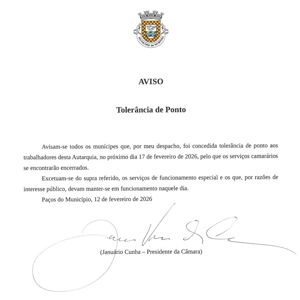 MUNICÍPIO DA MURTOSA CONCEDE TOLERÂNCIA DE PONTO NO DIA DE CARNAVAL