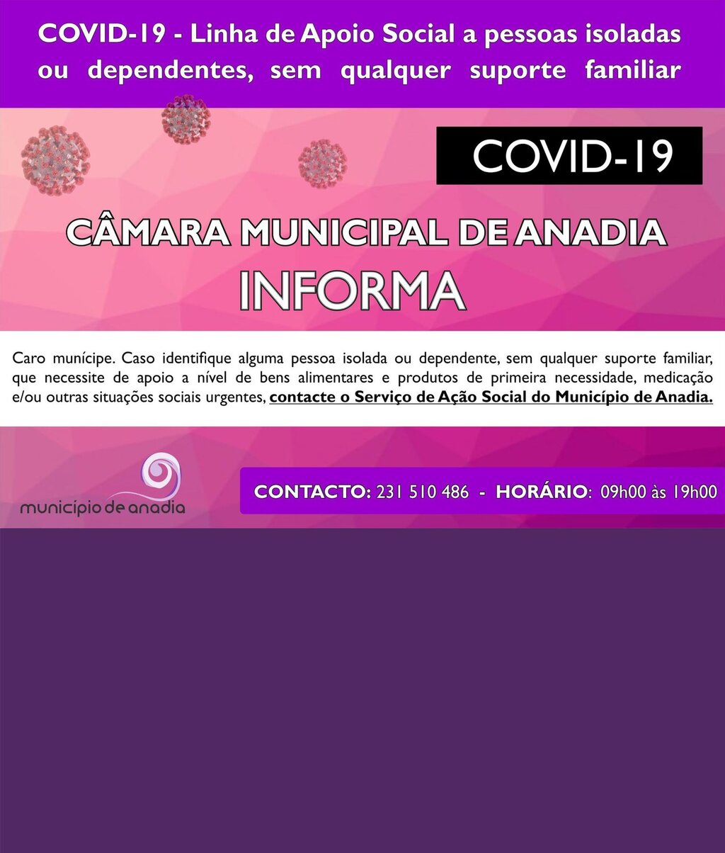 COVID-19 – Linha de Apoio Social a pessoas isoladas ou dependentes, sem qualquer suporte familiar