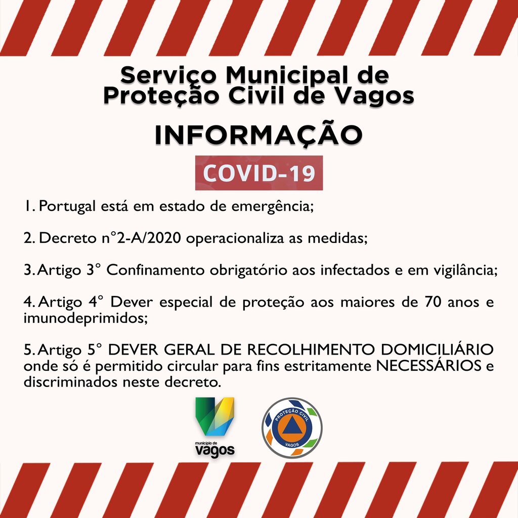 COVID – 19 :: INFORMAÇÃO - SERVIÇO MUNICIPAL DE PROTEÇÃO CIVIL DE VAGOS