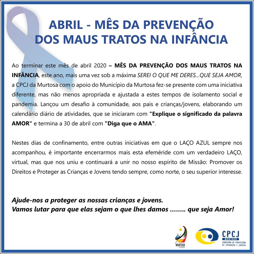 ABRIL – MÊS DA PREVENÇÃO DOS MAUS TRATOS NA INFÂNCIA