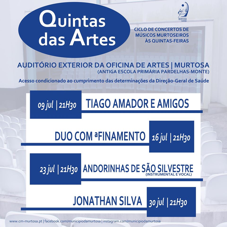MÚSICOS MURTOSEIROS APRESENTAM-SE NAS “QUINTAS DAS ARTES” EM CONCERTOS COM DISTANCIAMENTO SOCIAL