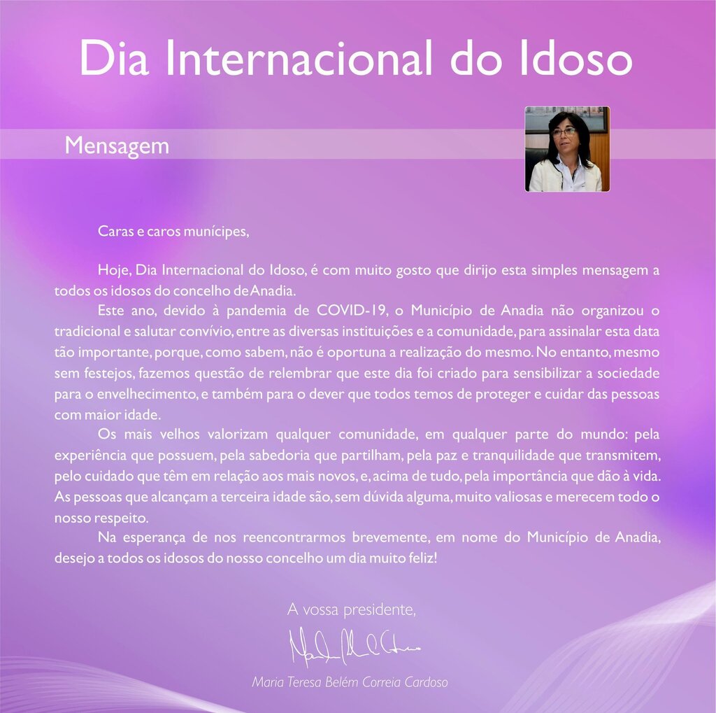 Dia Internacional do Idoso - Mensagem 