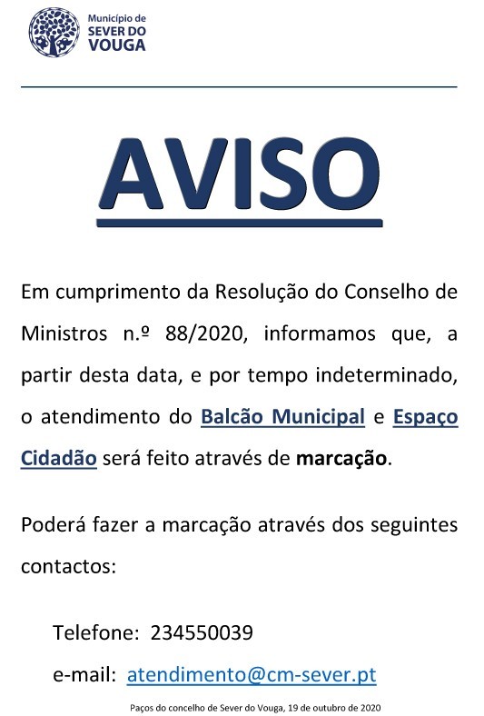 AVISO  - Atendimento do Balcão Municipal e Espaço Cidadão