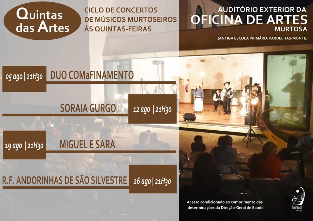 QUINTAS DAS ARTES CONTINUAM EM AGOSTO