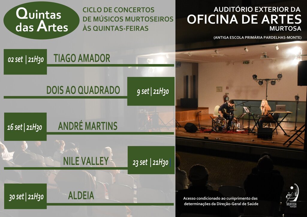 QUINTAS DAS ARTES CONTINUAM EM SETEMBRO