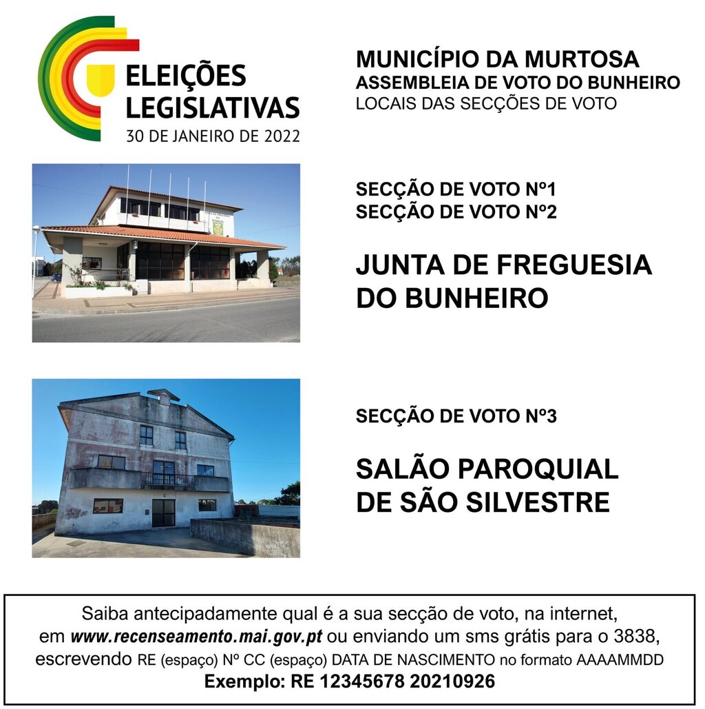 LEGISLATIVAS 2022: LOCAIS DE FUNCIONAMENTO DAS ASSEMBLEIAS DE VOTO