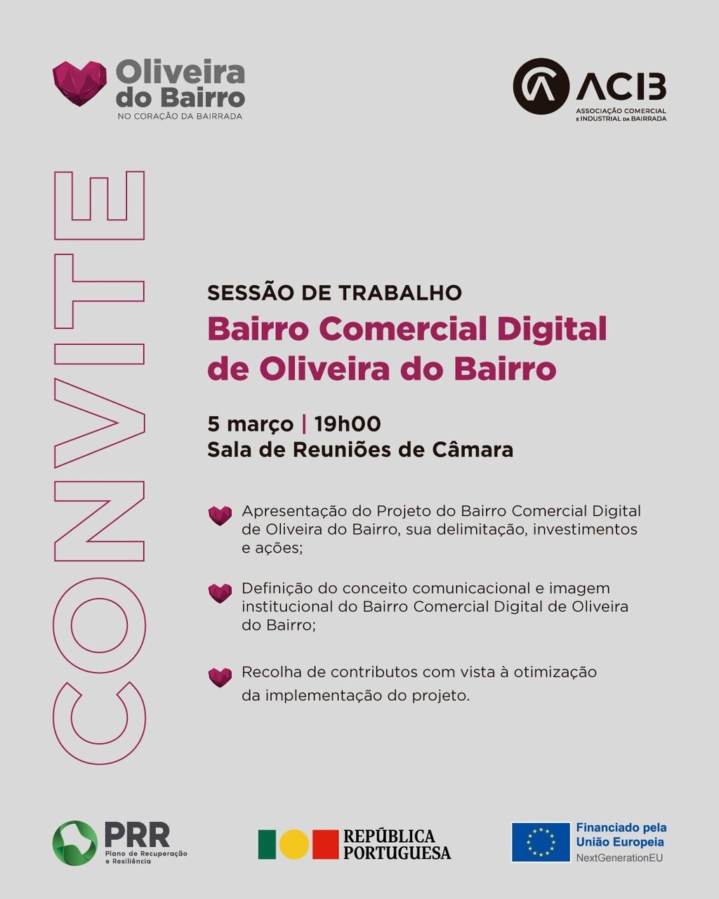 Convite para sess&atilde;o do projeto "Bairro Comercial Digital"