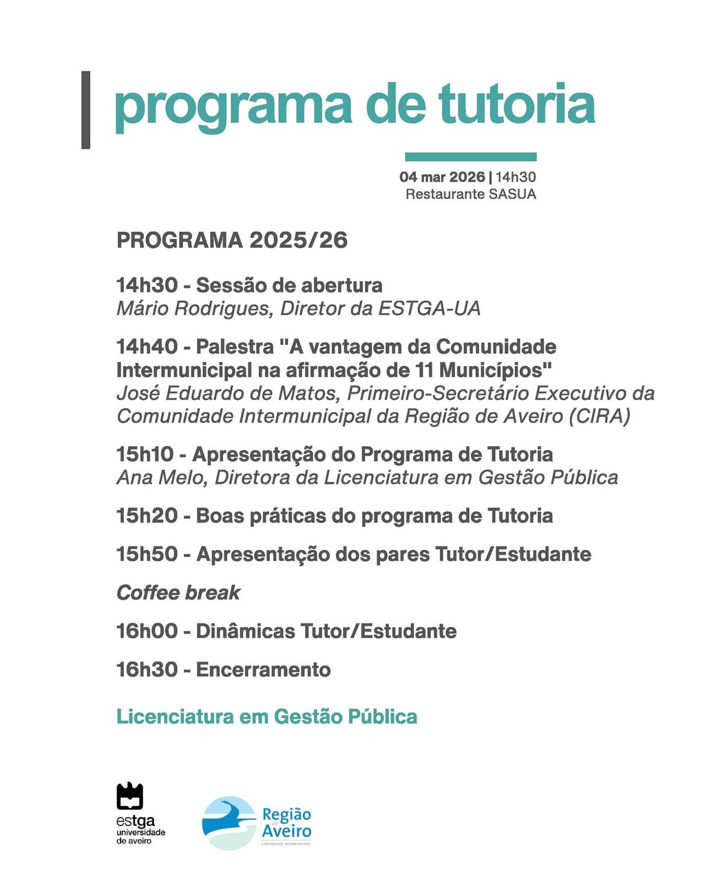 Cartaz do Programa Tutoria GP 2026
