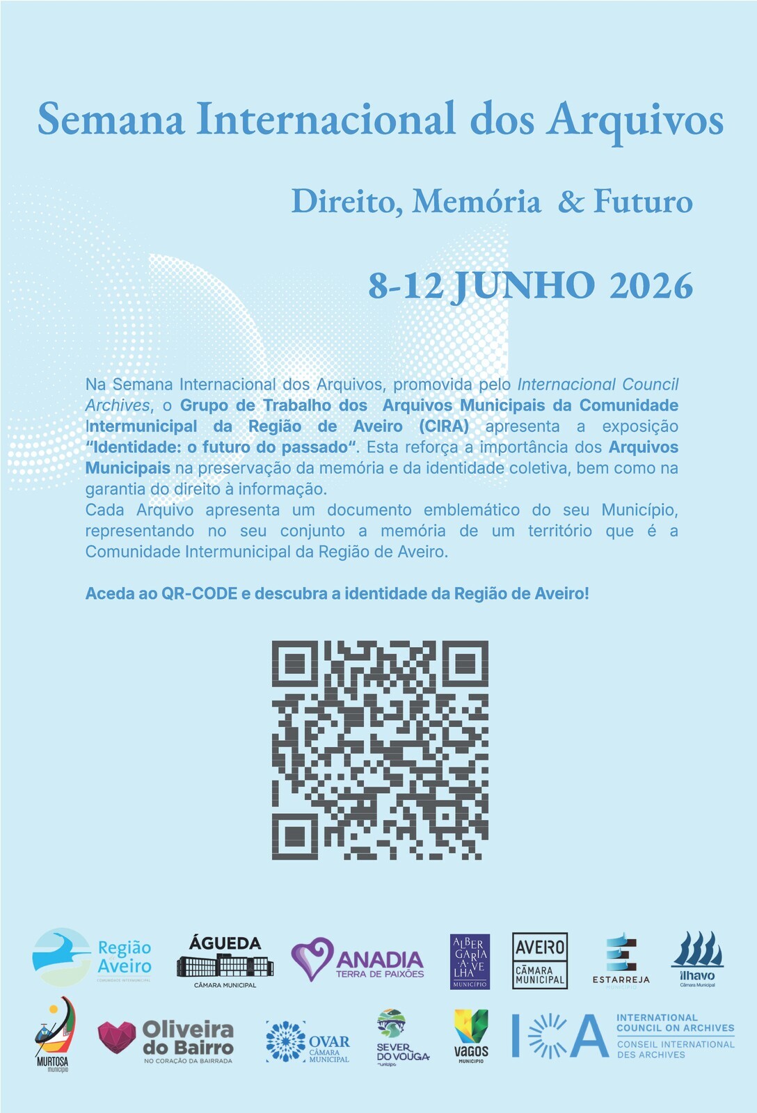 A imagem &eacute; de um cartaz, com um QR-CODE para aceder &agrave; exposi&ccedil;&atilde;o Identidade: o futuro do passado
